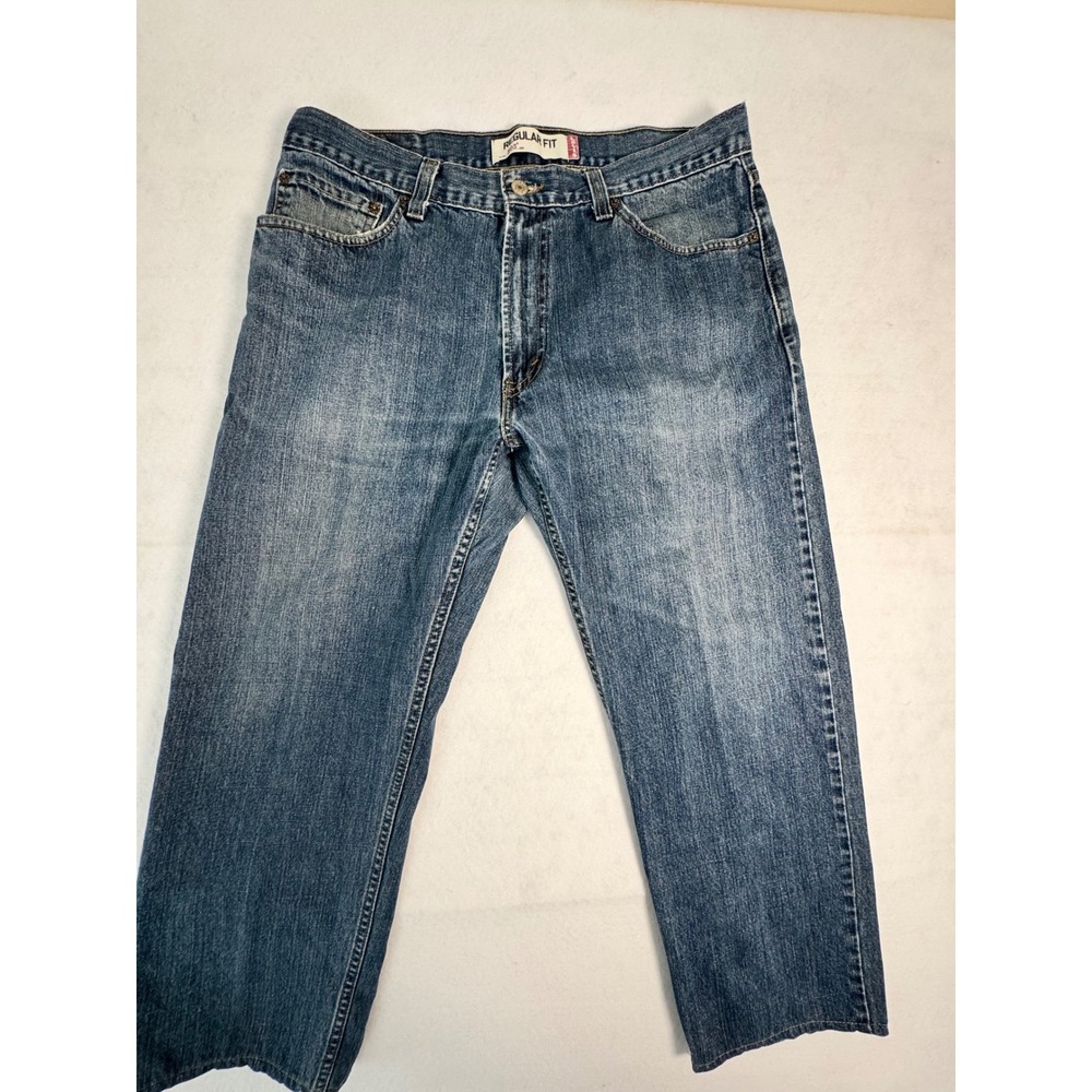 Levis‎ 505 Regular Fit Mens Blue Medium Wash Straight Leg Denim Jeans W36 L30
